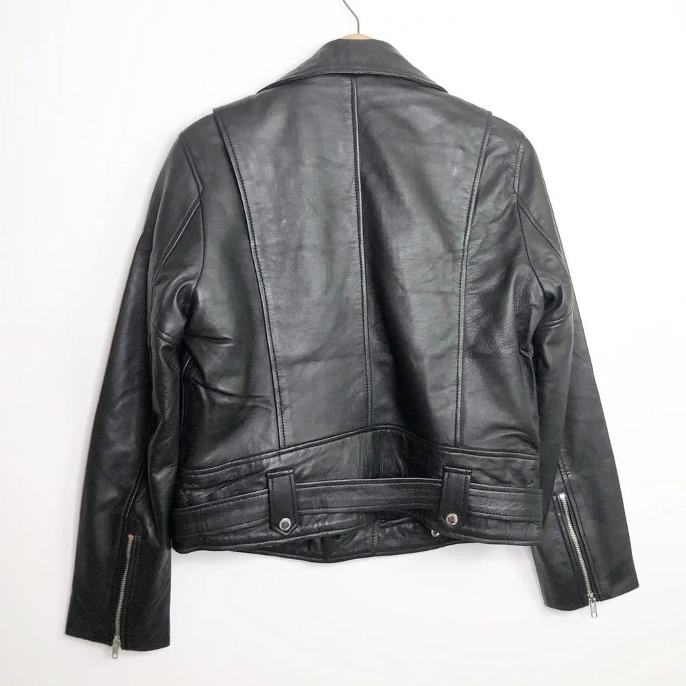 EACH X Other Paris Baya Black leather motorcycle belted jacket